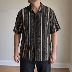 Vintage Triumph California Shirt Mens XL Geometric Stripe USA Cotton Rayon